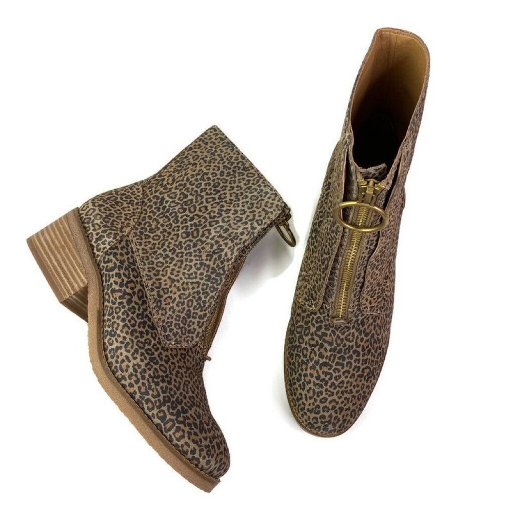 Lucky Brand Tibly Leopard Print Zip Front Boots